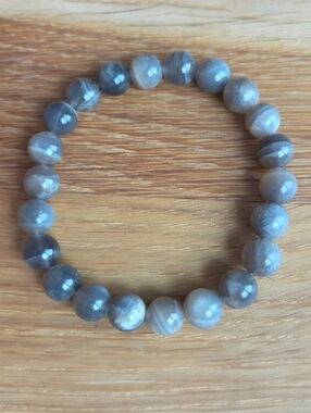 Gray Monnstone Bracelet, Stretch, Hand Crafted